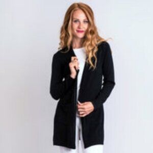 Blue Sky Justine Black Open Bamboo Organic Cotton Cardigan Size 1X